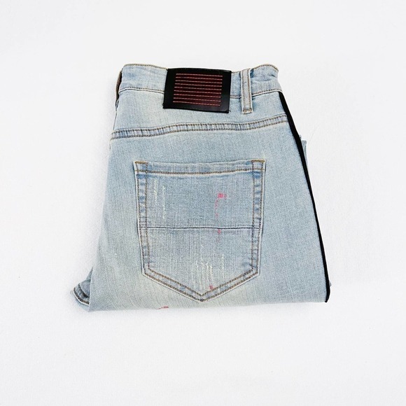 Sereneda Side Stripe Splatter Distressed Denim Jeans SZ32 - Picture 6 of 8